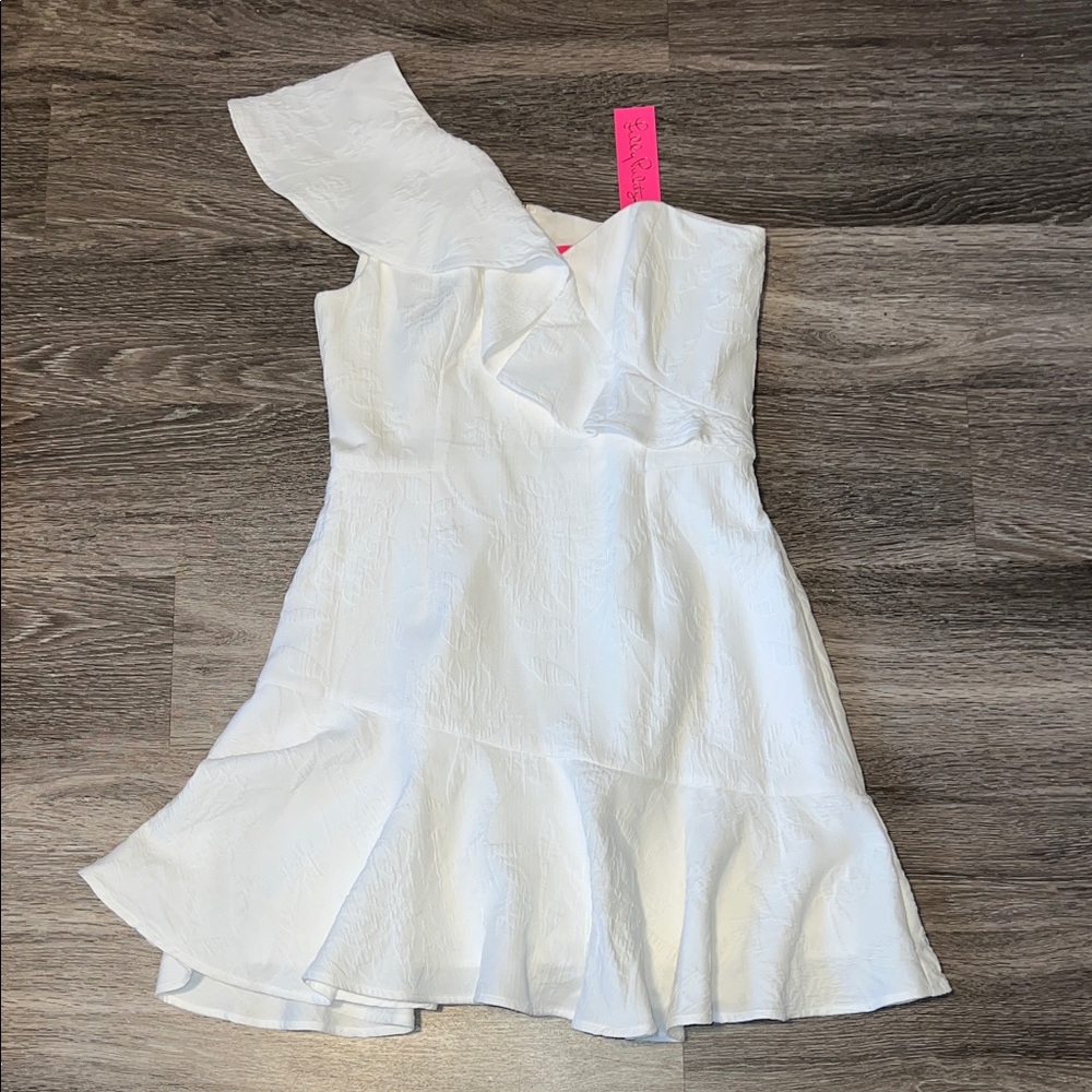 NWT Lilly Pulitzer White One Shoulder Formal Dress (4)